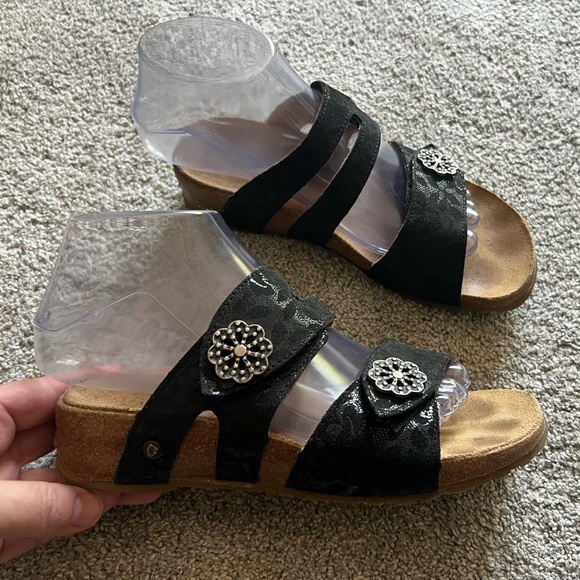 Haflinger Pansy Women’s Size 36 Black 2 Strap Sandals Slides Wedge Adjustable - Picture 1 of 6